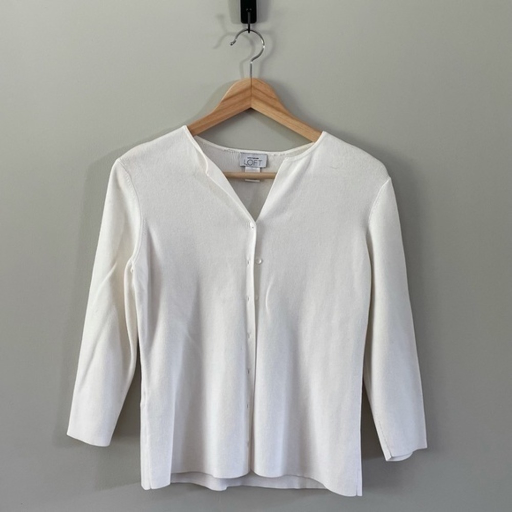 Vintage LOFT White Cardigan- 3/4 Sleeve